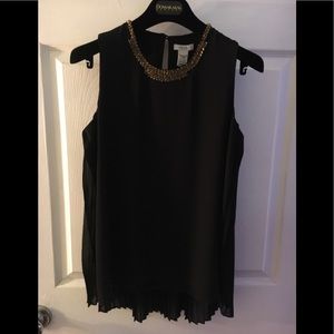 Cache Sleeveless Black embellished top